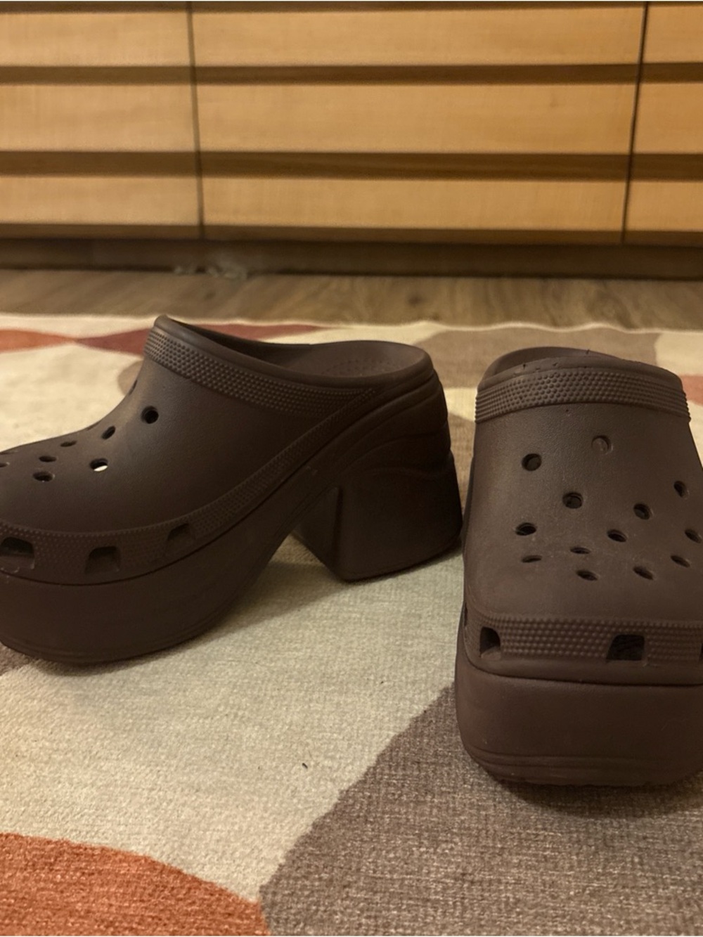 CROCS Women's Brown Platform Clog Mules